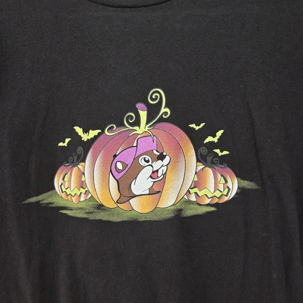 Bucees Halloween "Haunt it" Pumpkin Short Sleeve Black T Shirt Adult Size Small - Picture 2 of 5